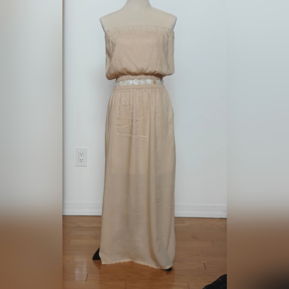 Tube dress Hawaiian cream beige Angel Long Tube Women's Size Small